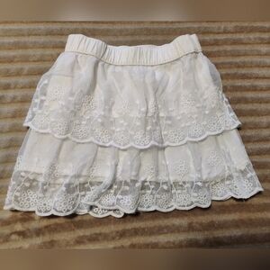 Carter's Girls Lace Skirt Tiered Scalloped Ivory Tulle Cotton Lined Size 5t